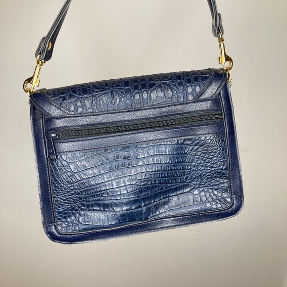 Vintage Cornell Navy faux alligator leather handbag - Picture 6 of 8